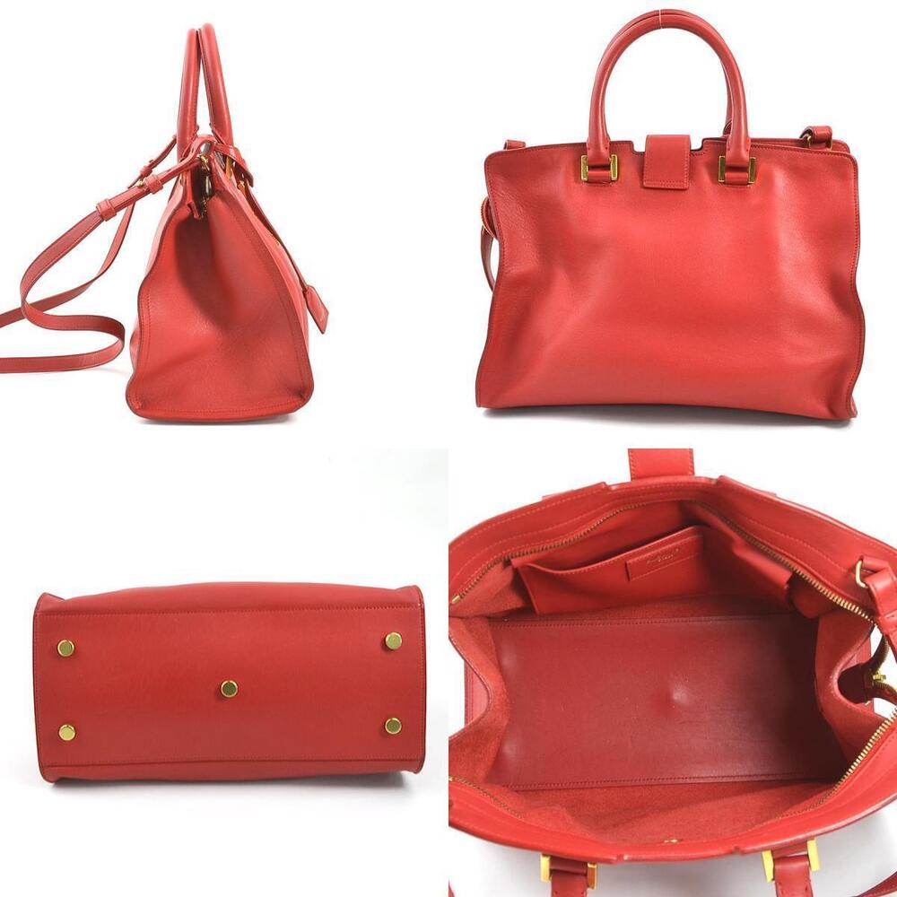 Saint Laurent Red 2way Shoulder Bag Cabas Leather
